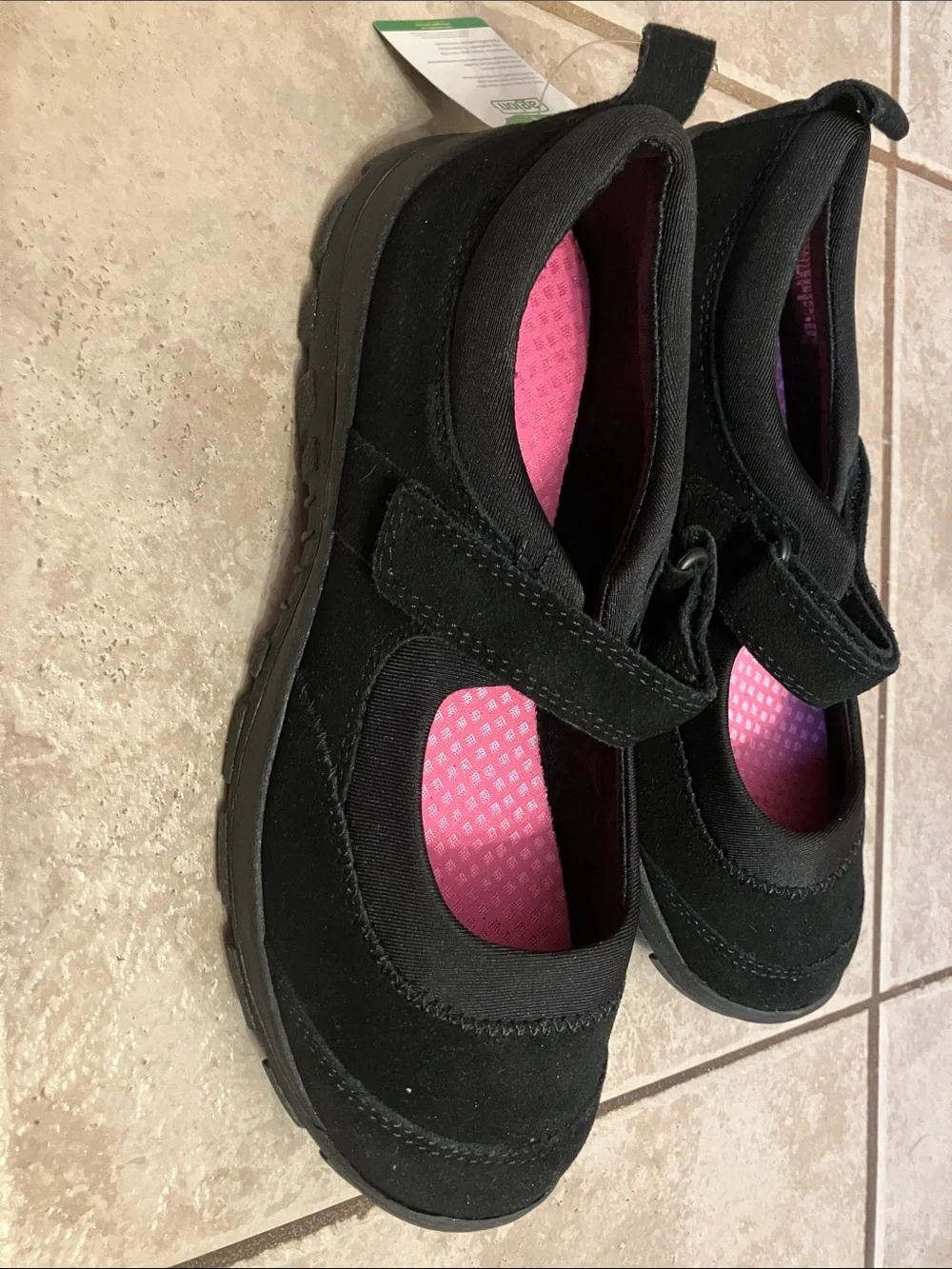 Lands' End Mary Jane School Uniform Shoes Black Suede All Weather Size 4